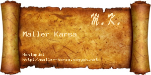 Maller Karsa névjegykártya